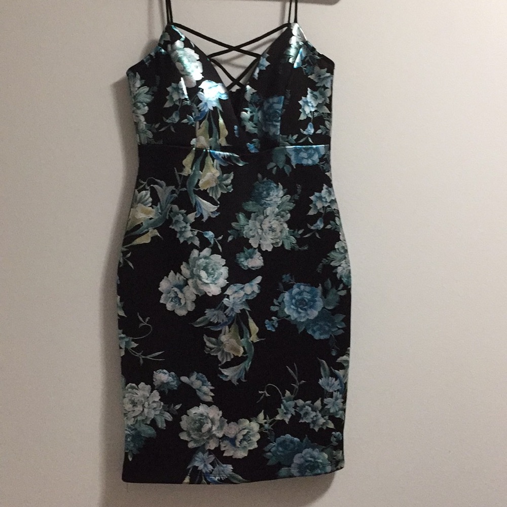 black/blue dress